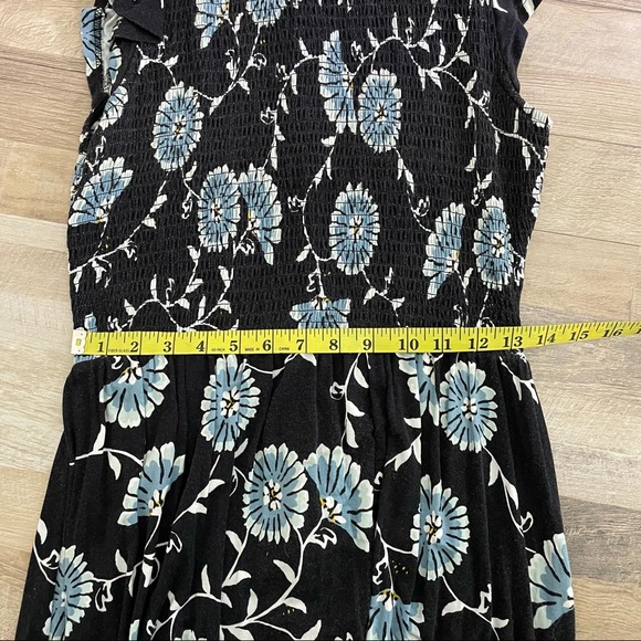 LOFT | Blue Floral Ruched Cotton Knit Sundress - Picture 10 of 10